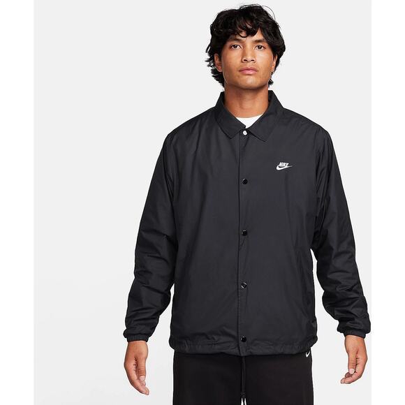 Nike Club Coaches Jacket Black Futura Logo Lightweight Snap Front Windbreaker - Picture 1 of 10
